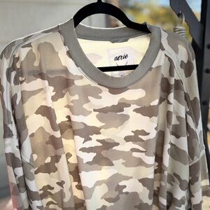 Aerie Camouflage Cropped Sweatshirt in Tan and Cream